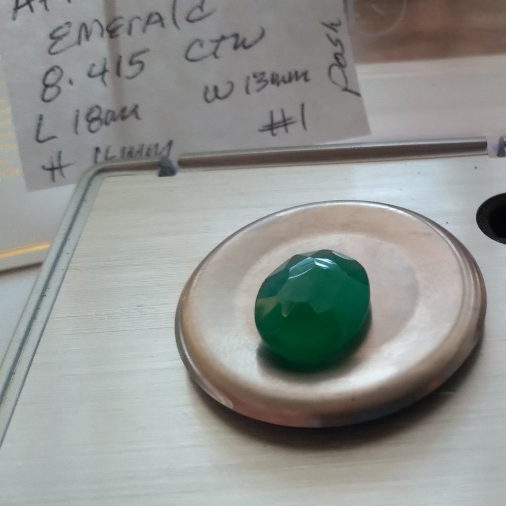 African Translucent Green emerald oval ruff cut commercial gemstone 8.415 CTW